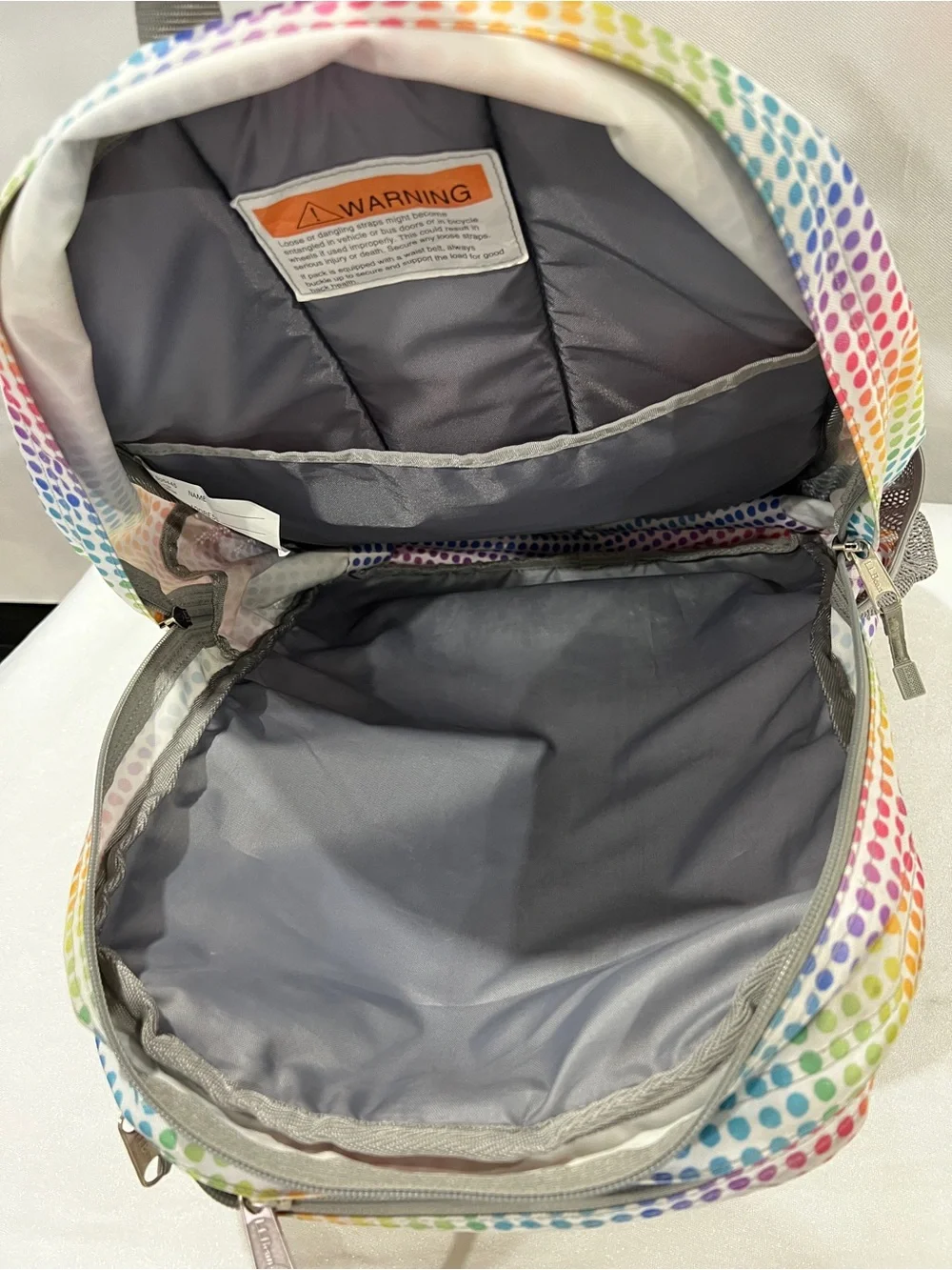 L.L.Bean Deluxe Backpack Book Pack Multicolor Polka-Dots Adjustable Straps